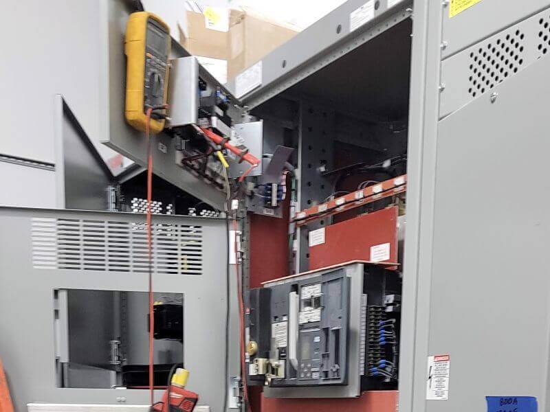 electrical panel is open during ground fault testing procedure