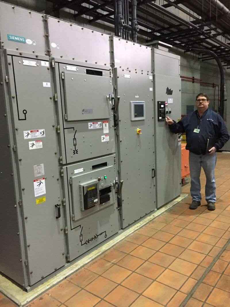 chicago-water-plant1 engineer operating panel of synchronous electric motor system