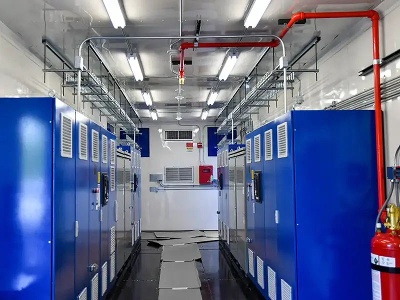 interior of a custom-engineered e-house enclosure