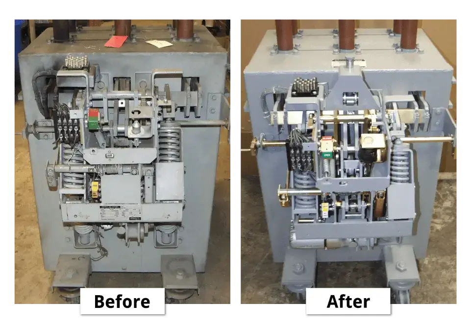before and after refurbishing and reconditioned circuit breakers