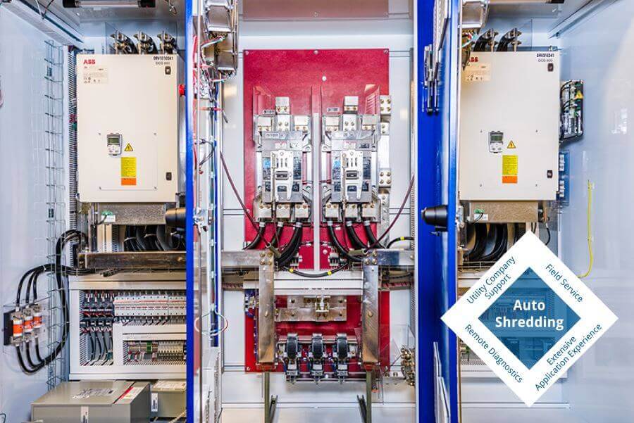 quad-plus-auto-shredder-system-integrator-services auto shredding control panel with electrical components